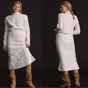 COPY - Anthropologie Floral Textured Sweater and MIDI skirt set